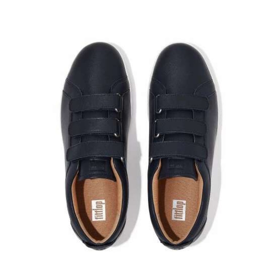 Trainers * | Fitflop Blue Rally Leather Strap Trainers