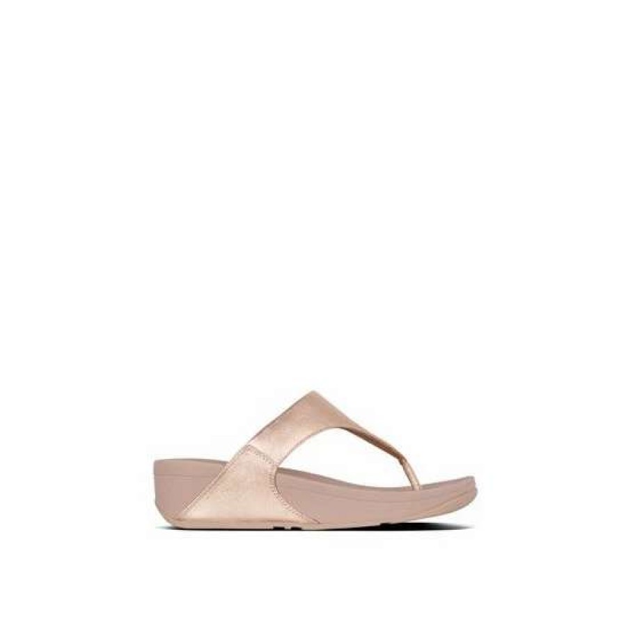 Sandals * | Fitflop Gold Lulu Metallic Leather Toe Post Sandals