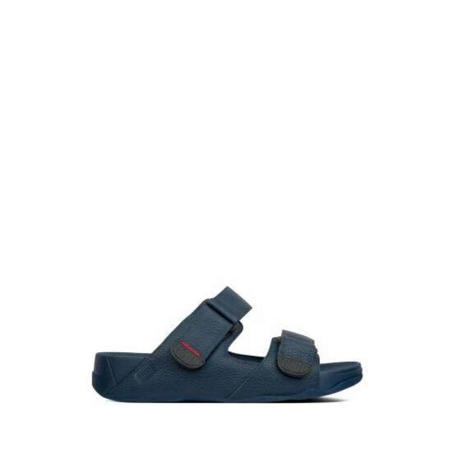 Sandals * | Fitflop Men'S Blue Gogh Moc Adjustable Leather Sliders