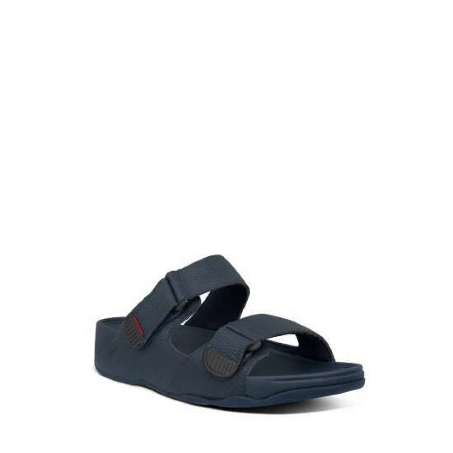 Sandals * | Fitflop Men'S Blue Gogh Moc Adjustable Leather Sliders