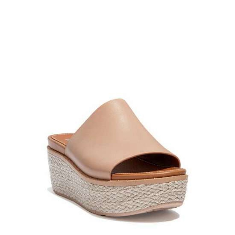 Sandals * | Fitflop Natural Eloise Espadrille Leather Wedge Slides