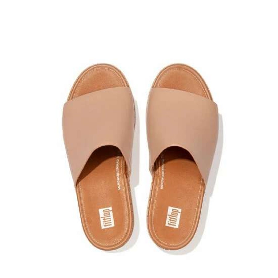 Sandals * | Fitflop Natural Eloise Espadrille Leather Wedge Slides