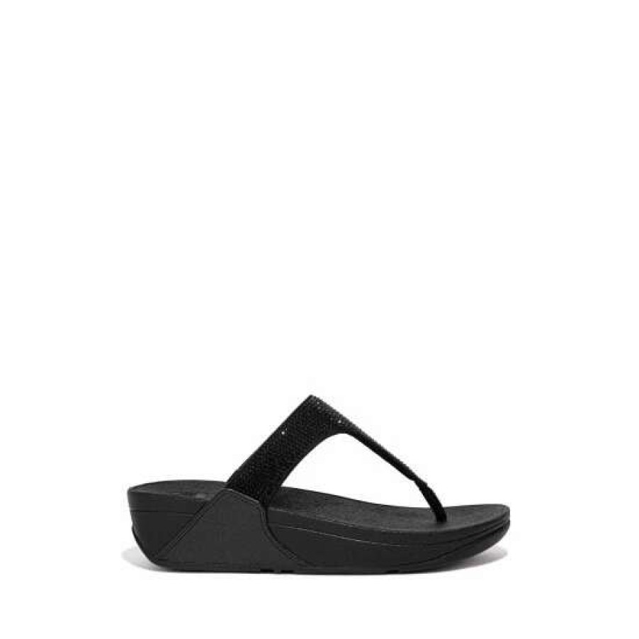 Sandals * | Fitflop Black Lulu Crystal Toe-Post Sandals