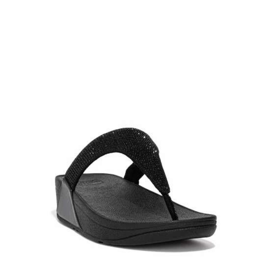 Sandals * | Fitflop Black Lulu Crystal Toe-Post Sandals