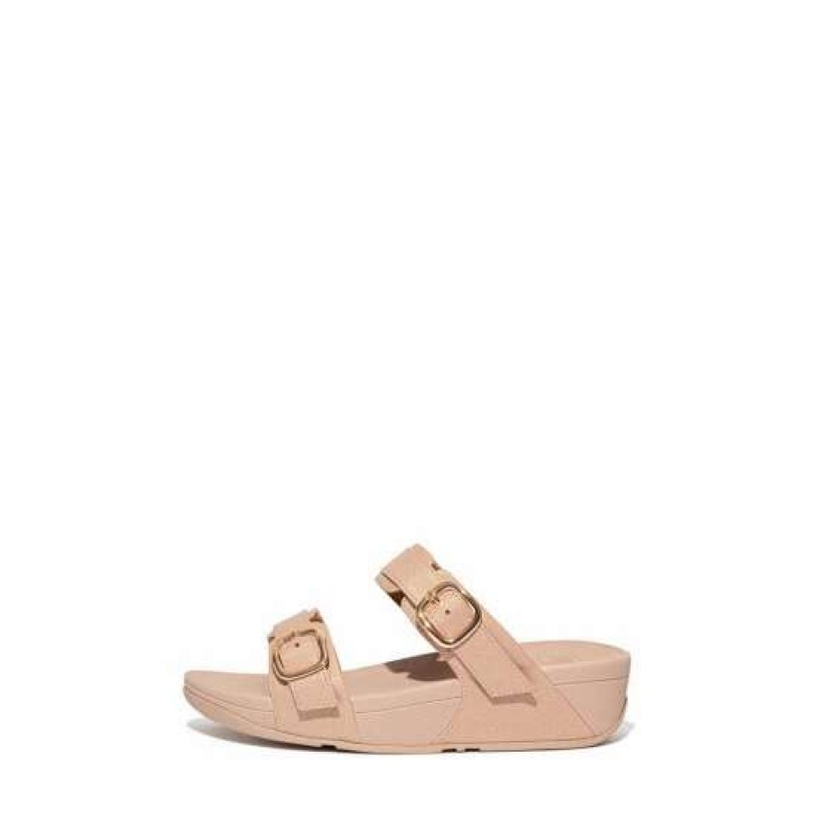 Sandals * | Fitflop Cream Lulu Shimmer Adjustable Slides