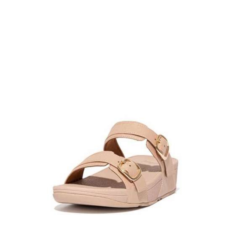 Sandals * | Fitflop Cream Lulu Shimmer Adjustable Slides