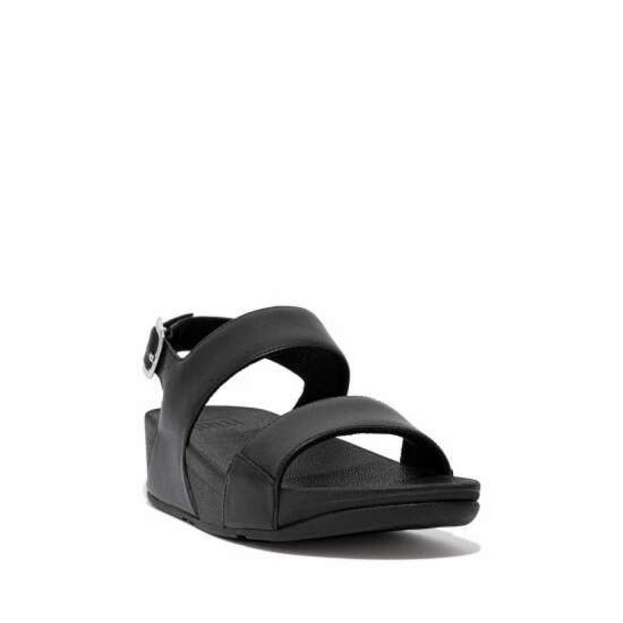 Sandals * | Fitflop Lulu Black Leather Back Strap Sandals