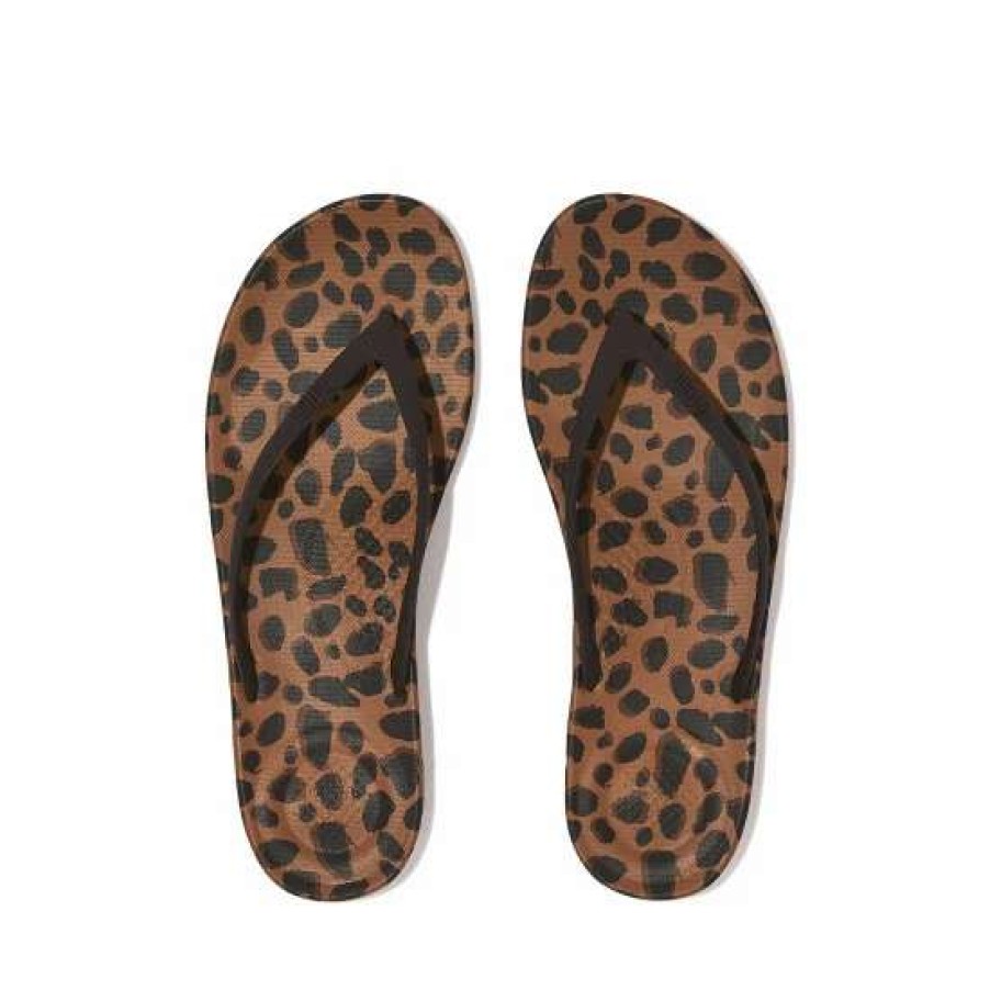 Sandals * | Fitflop Animal Print Iqushion Ergonomic Flip Flops