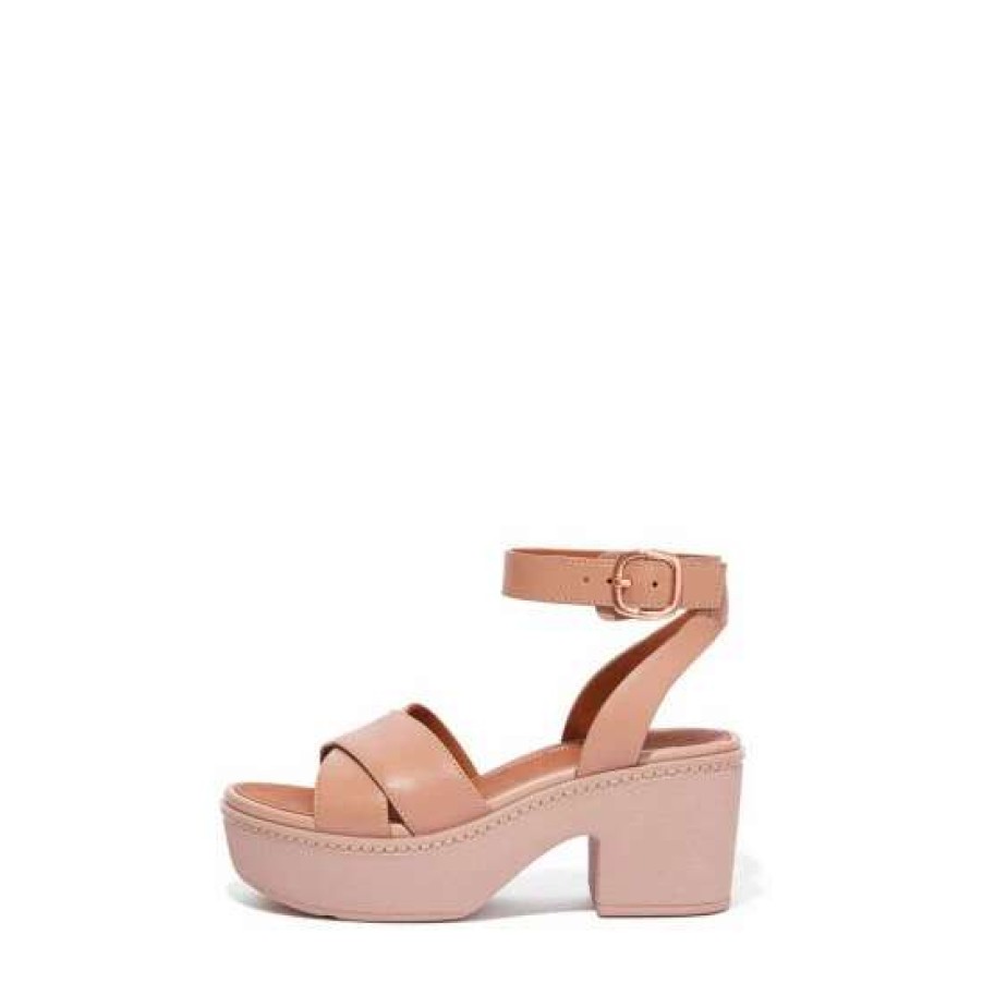 Sandals * | Fitflop Cream Pilar Leather Platform Sandals