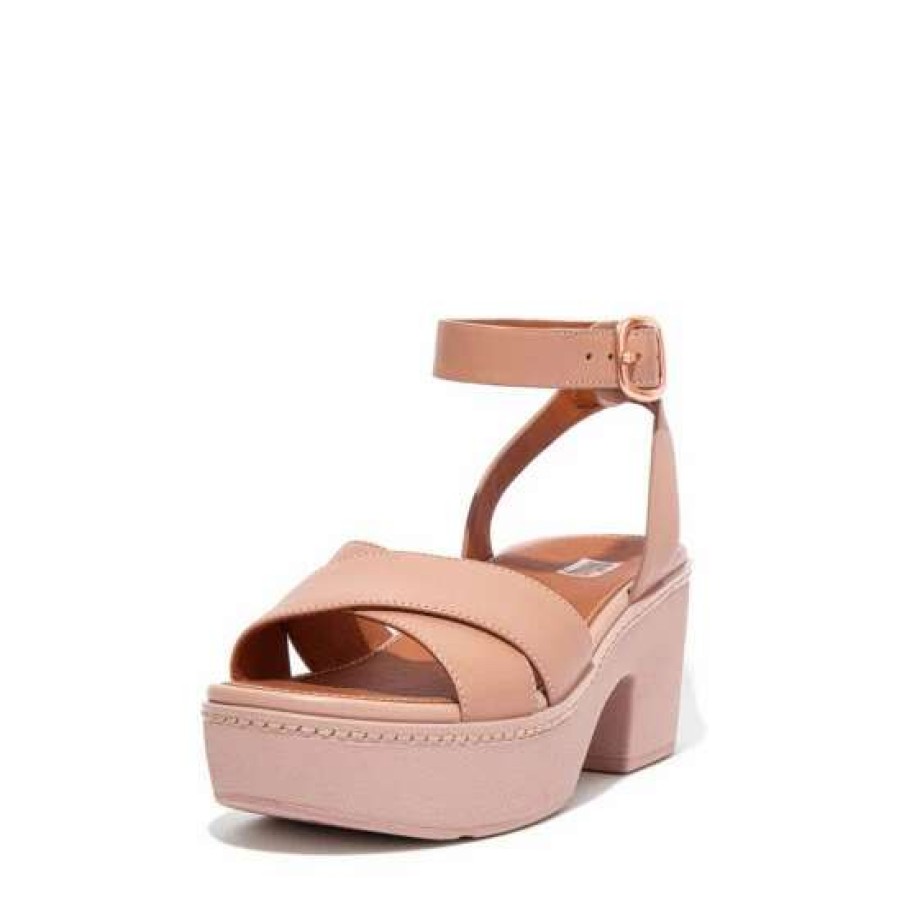 Sandals * | Fitflop Cream Pilar Leather Platform Sandals