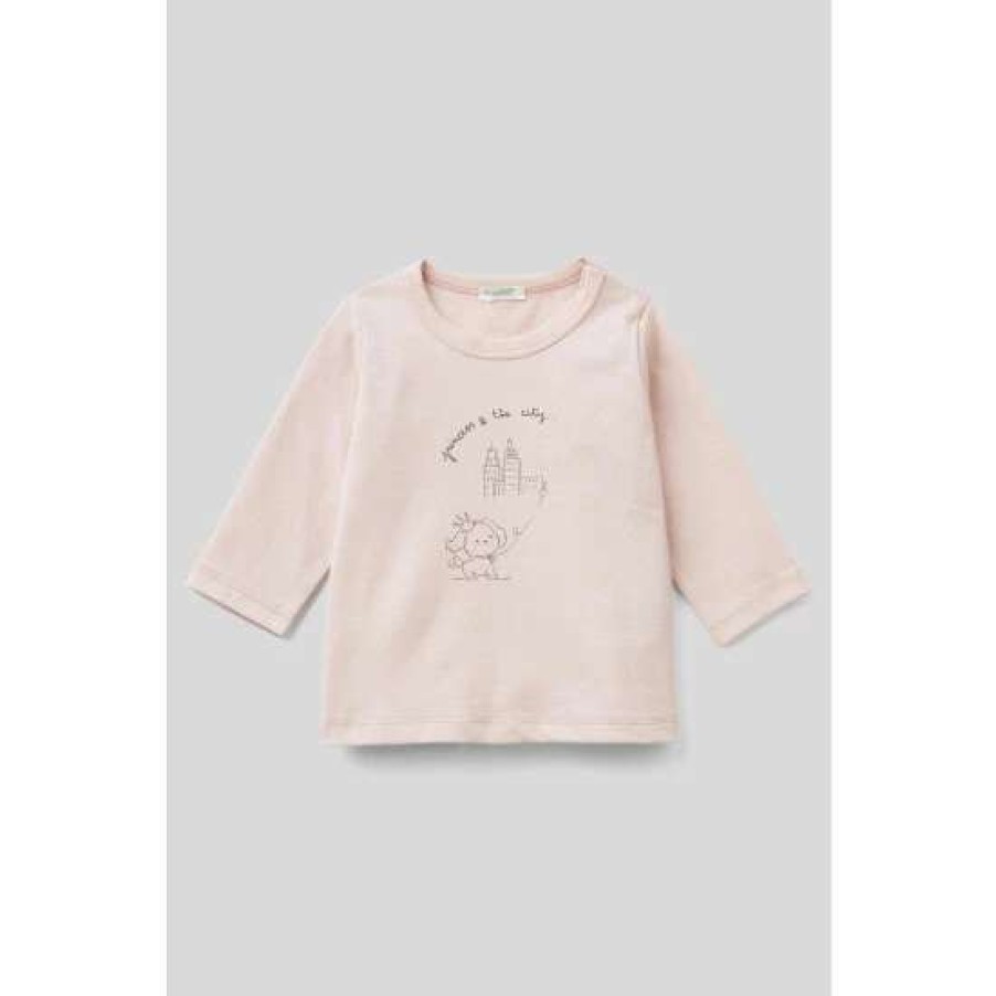 Tshirts * | Benetton Graphic Long Sleeve T-Shirt