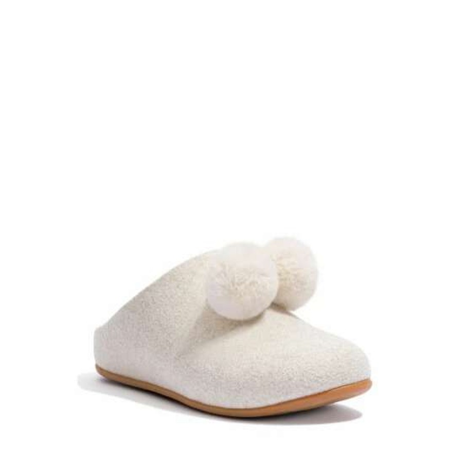 Slippers * | Fitflop Cream Chrissie Pom Pom Felt Slippers