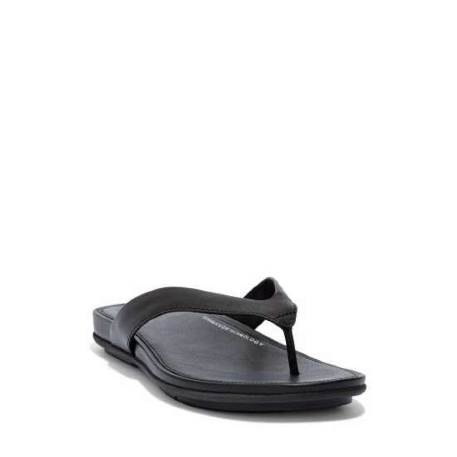 Sandals * | Fitflop Gracie Black Leather Flip-Flops