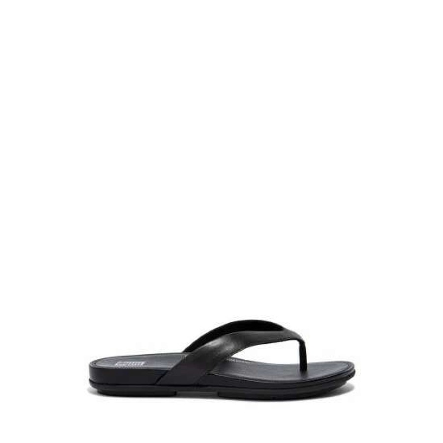 Sandals * | Fitflop Gracie Black Leather Flip-Flops