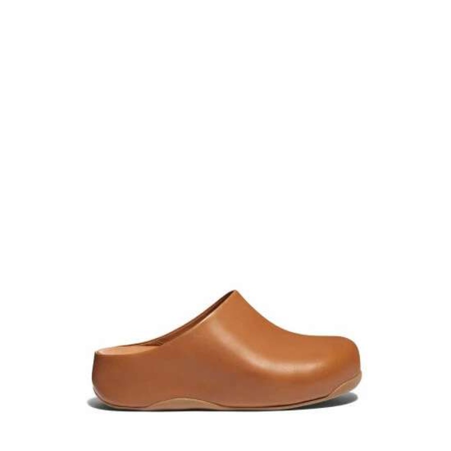 Shoes * | Fitflop Tan Brown Shuv Leather Clogs