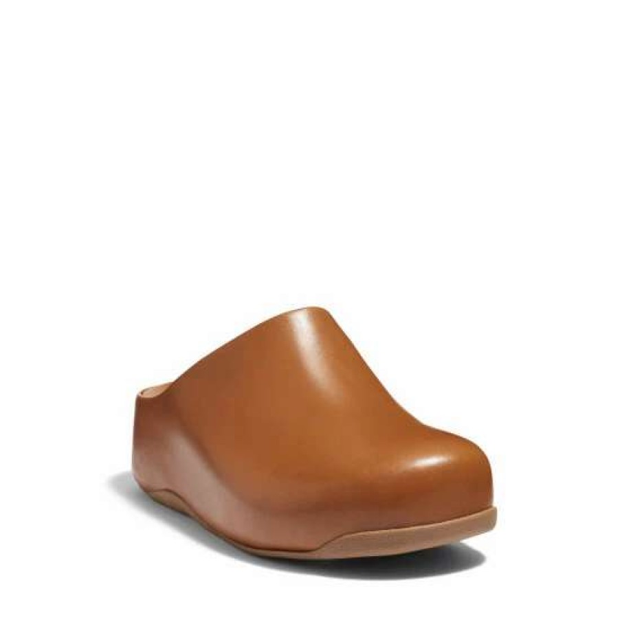 Shoes * | Fitflop Tan Brown Shuv Leather Clogs