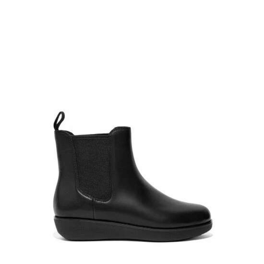 Boots * | Fitflop Black Sumi Waterproof Leather Chelsea Boots