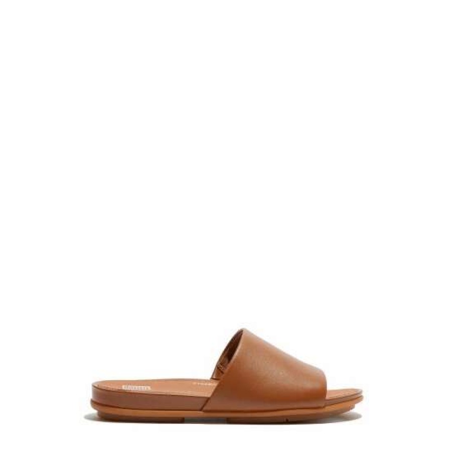 Sandals * | Fitflop Gracie Leather Brown Slides