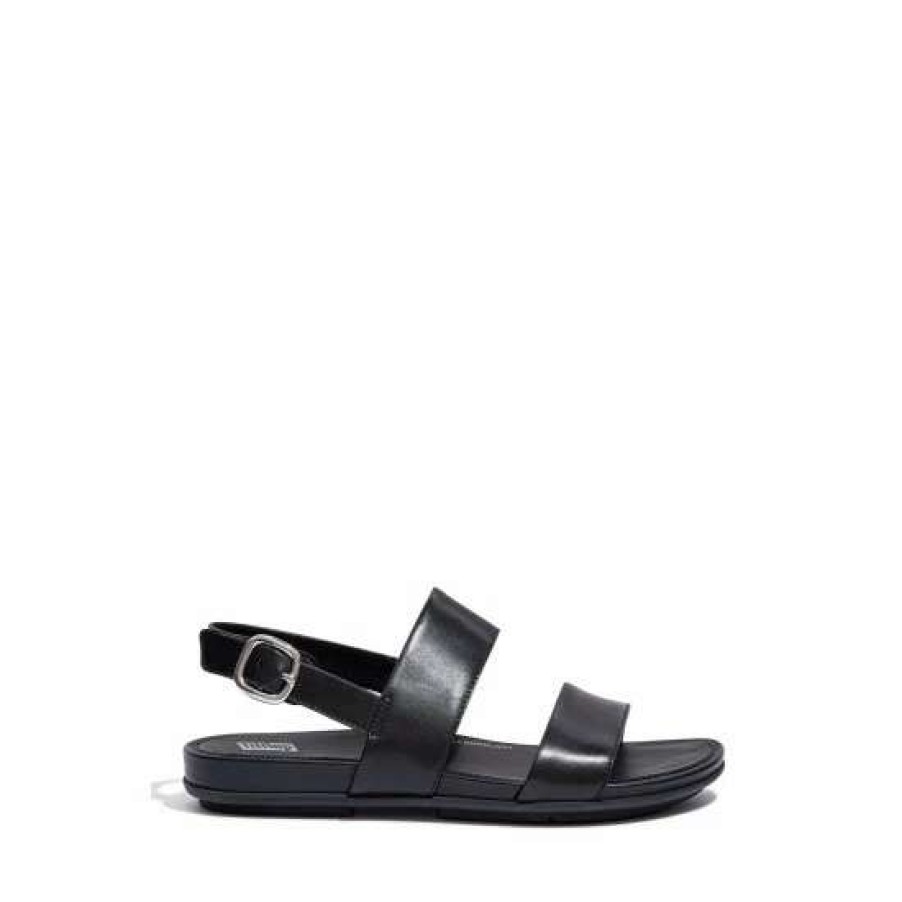 Sandals * | Fitflop Gracie Black Leather Back-Strap Sandals