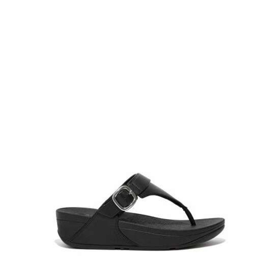 Sandals * | Fitflop Black Lulu Adjustable Leather Toe-Post Sandals