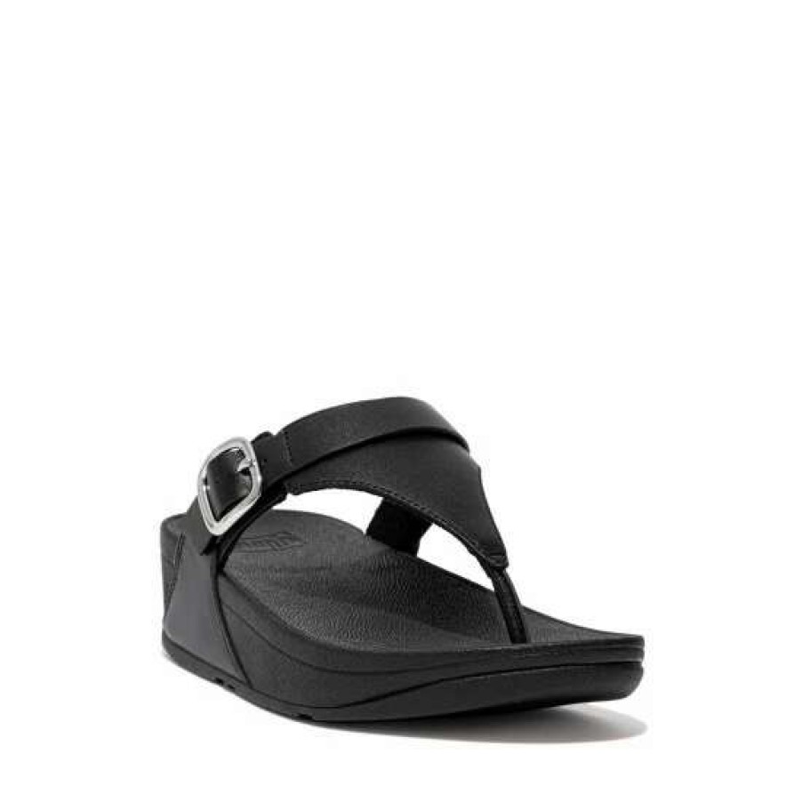 Sandals * | Fitflop Black Lulu Adjustable Leather Toe-Post Sandals