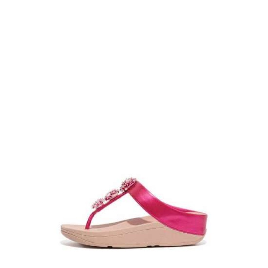 Sandals * | Fitflop Pink Fino Bead Cluster Toe Post Sandals