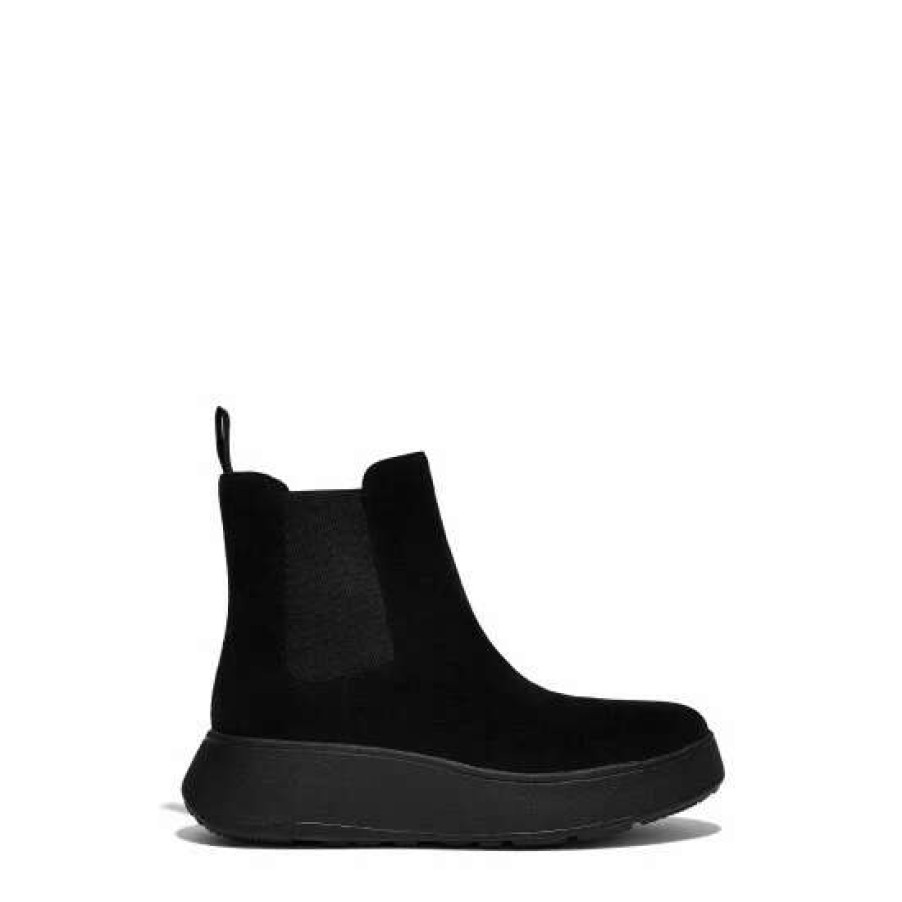 Boots * | Fitflop Black Mode Suede Flatform Chelsea Boots