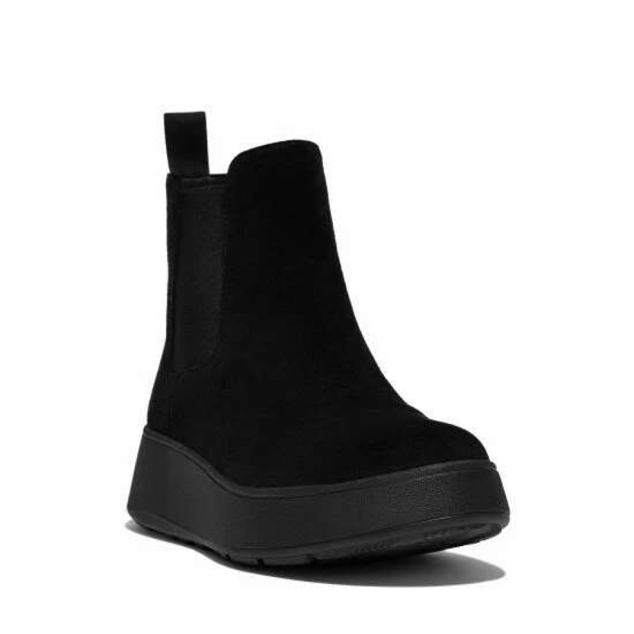 Boots * | Fitflop Black Mode Suede Flatform Chelsea Boots