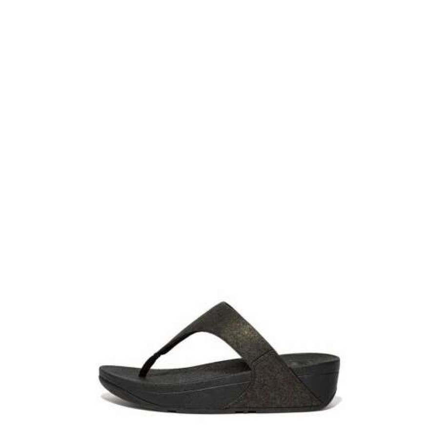 Sandals * | Fitflop Lulu Black Shimmer Toe-Post Sandals