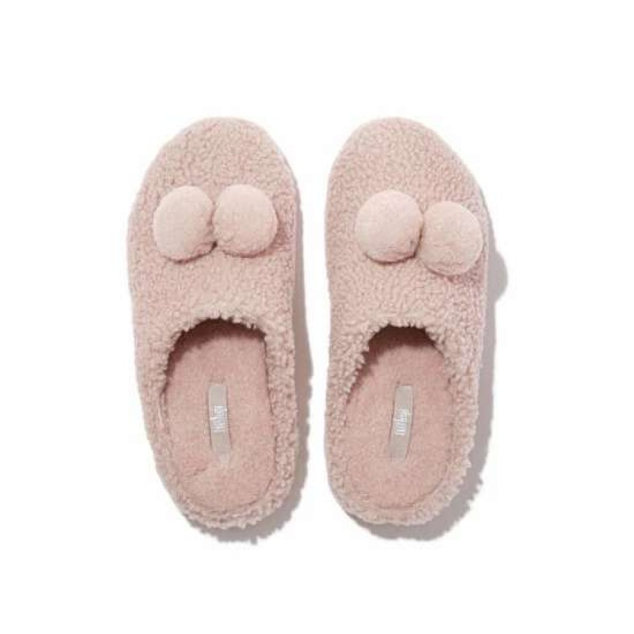 Slippers * | Fitflop Brown Shuv Pom Pom Shearling Clog Slippers