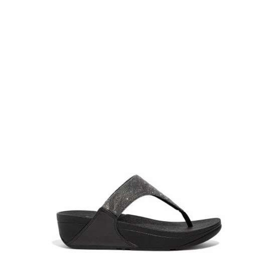 Sandals * | Fitflop Black Lulu Glitz Toe-Post Sandals