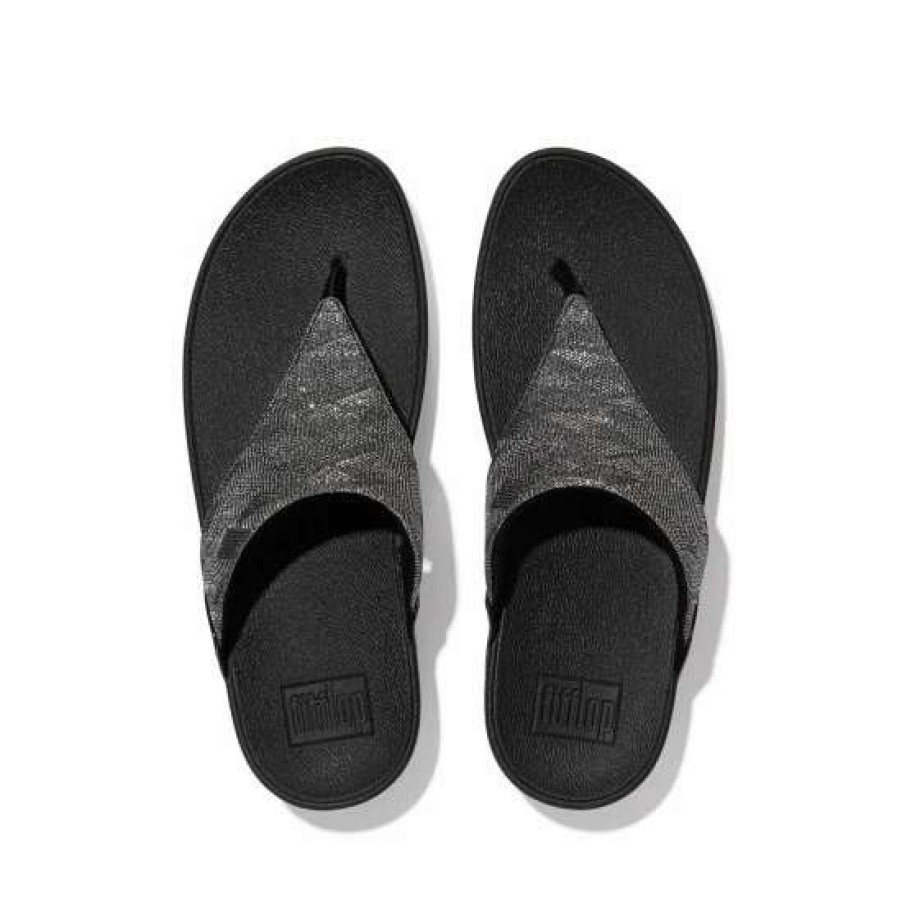 Sandals * | Fitflop Black Lulu Glitz Toe-Post Sandals