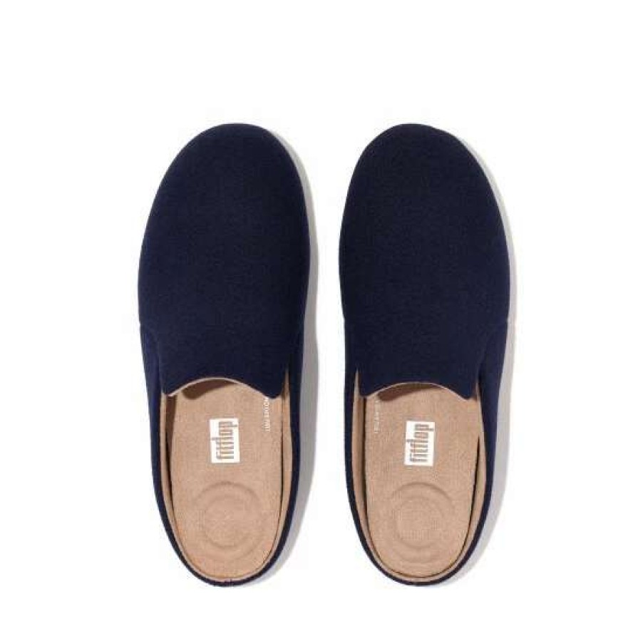 Slippers * | Fitflop Chrissie Blue Haus Felt Slippers