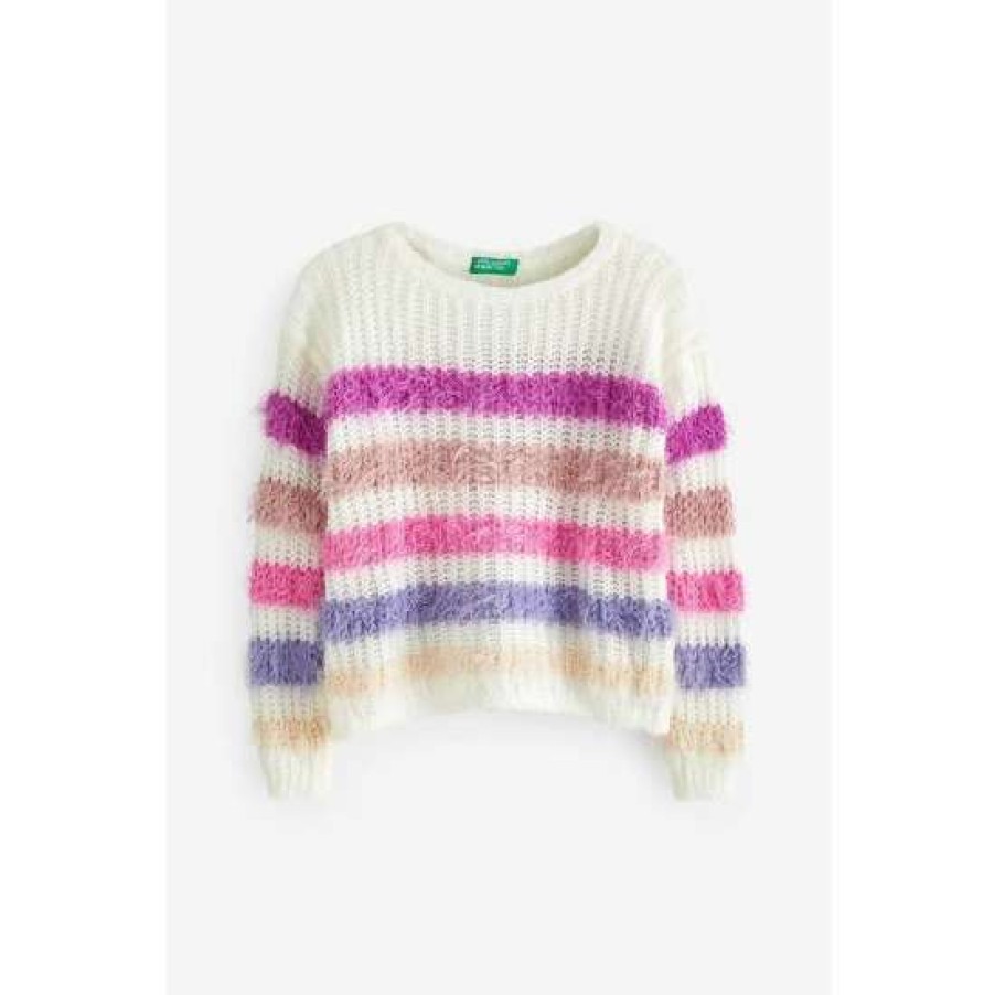 Jumpers * | Benetton Lilac Purple Stripe Jumper