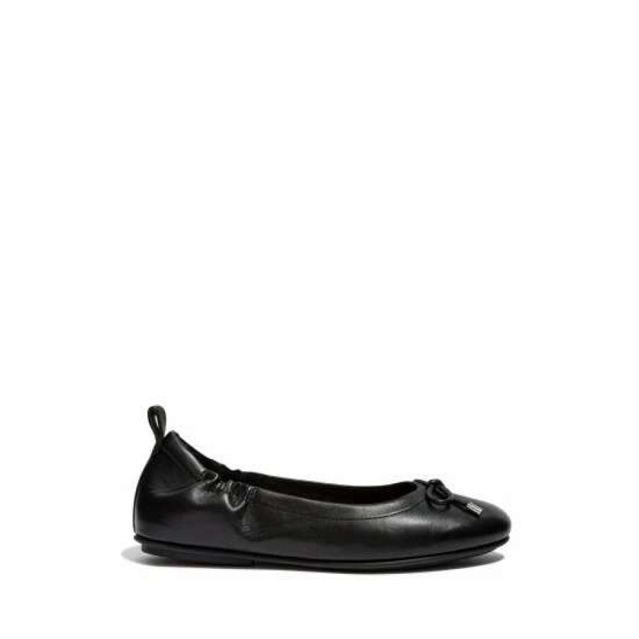 Shoes * | Fitflop Black Allegro Bow Leather Ballet Pumps