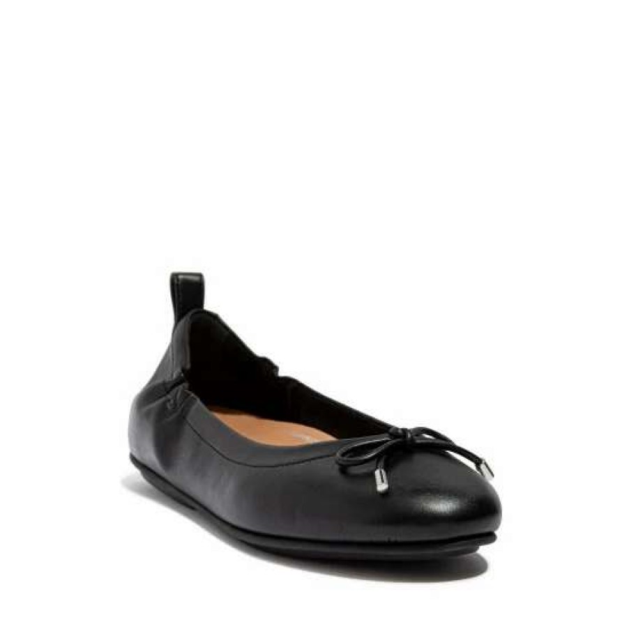 Shoes * | Fitflop Black Allegro Bow Leather Ballet Pumps