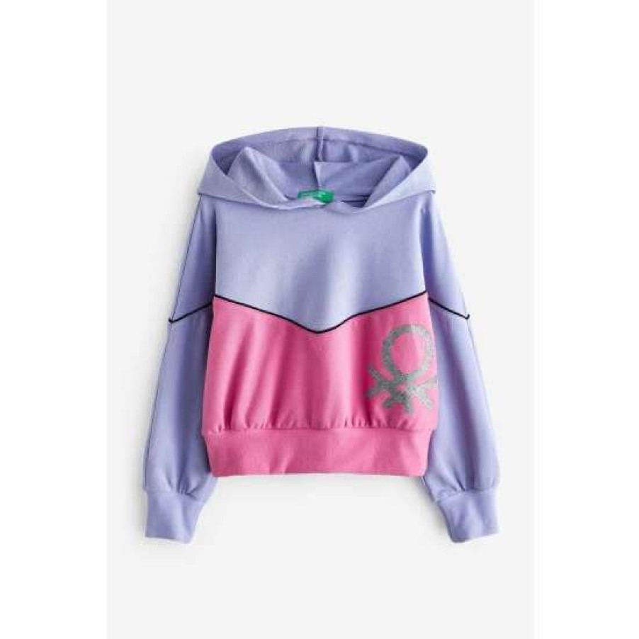 Hoodies * | Benetton Pink/Purple Two Tone Logo Hoodie