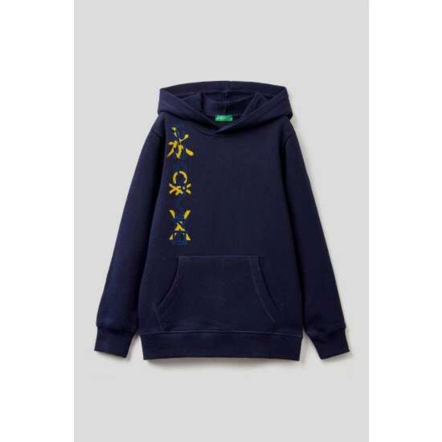 Hoodies * | Benetton Navy Blue Japan Hoodie