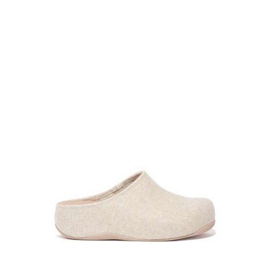 Slippers * | Fitflop Cream Shuv Cushy Felt Clog Slippers