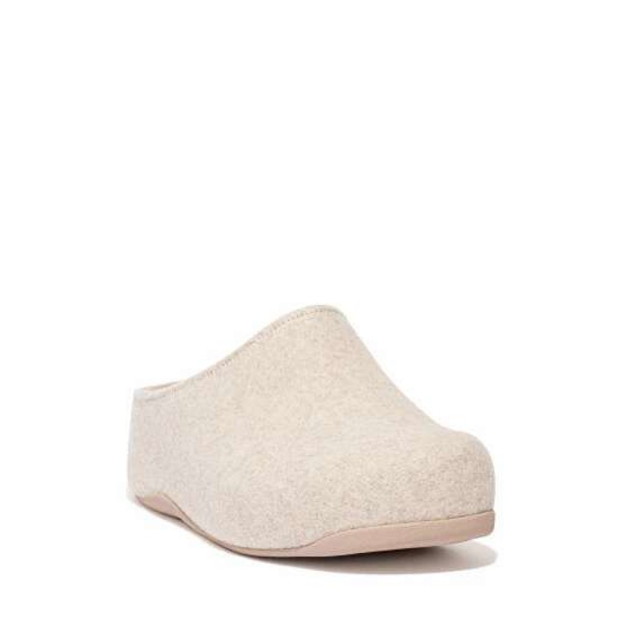 Slippers * | Fitflop Cream Shuv Cushy Felt Clog Slippers