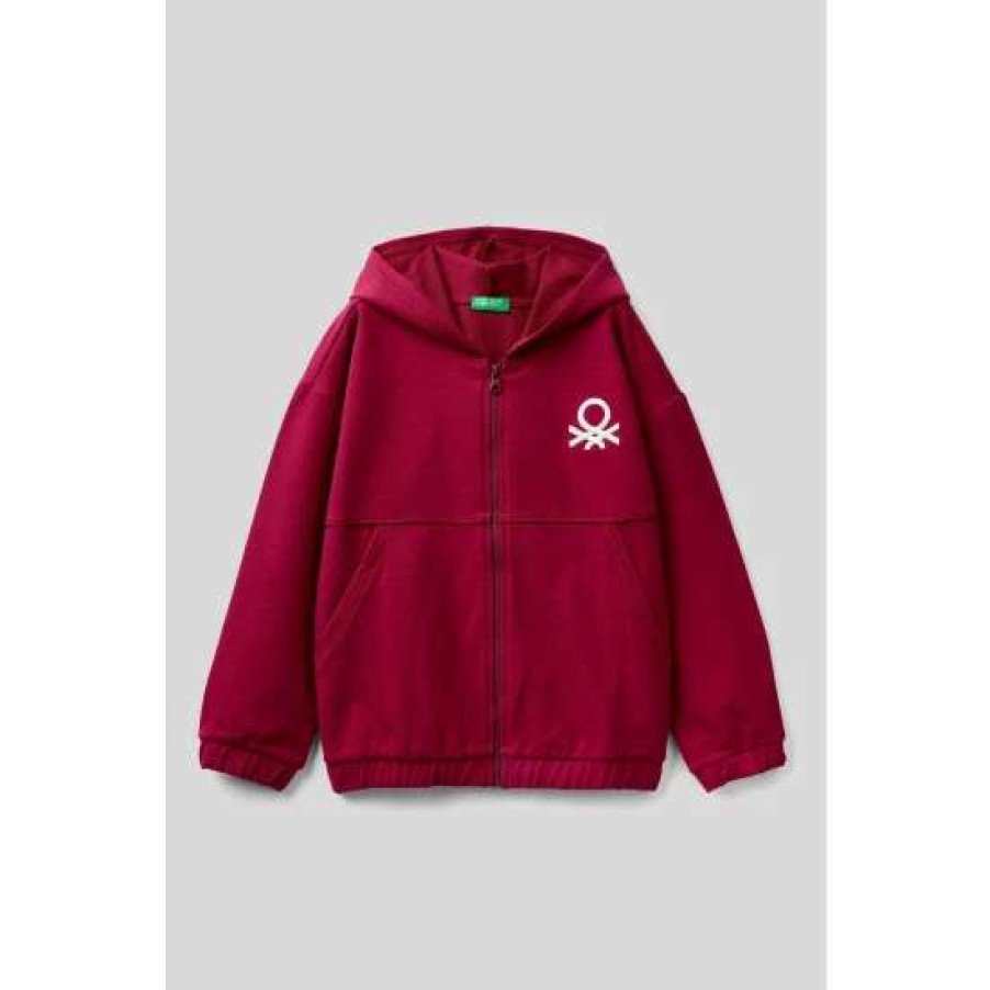 Hoodies * | Benetton Zip Through Hoodie