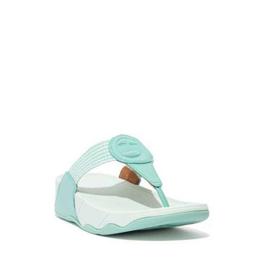 Sandals * | Fitflop Green Walkstar Finestripe Webbing Toe-Post Sandals