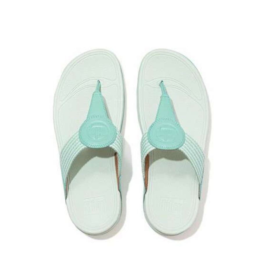 Sandals * | Fitflop Green Walkstar Finestripe Webbing Toe-Post Sandals