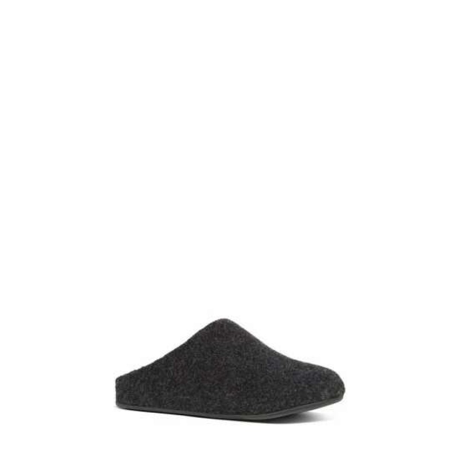 Slippers * | Fitflop Black Shove Felt Slippers