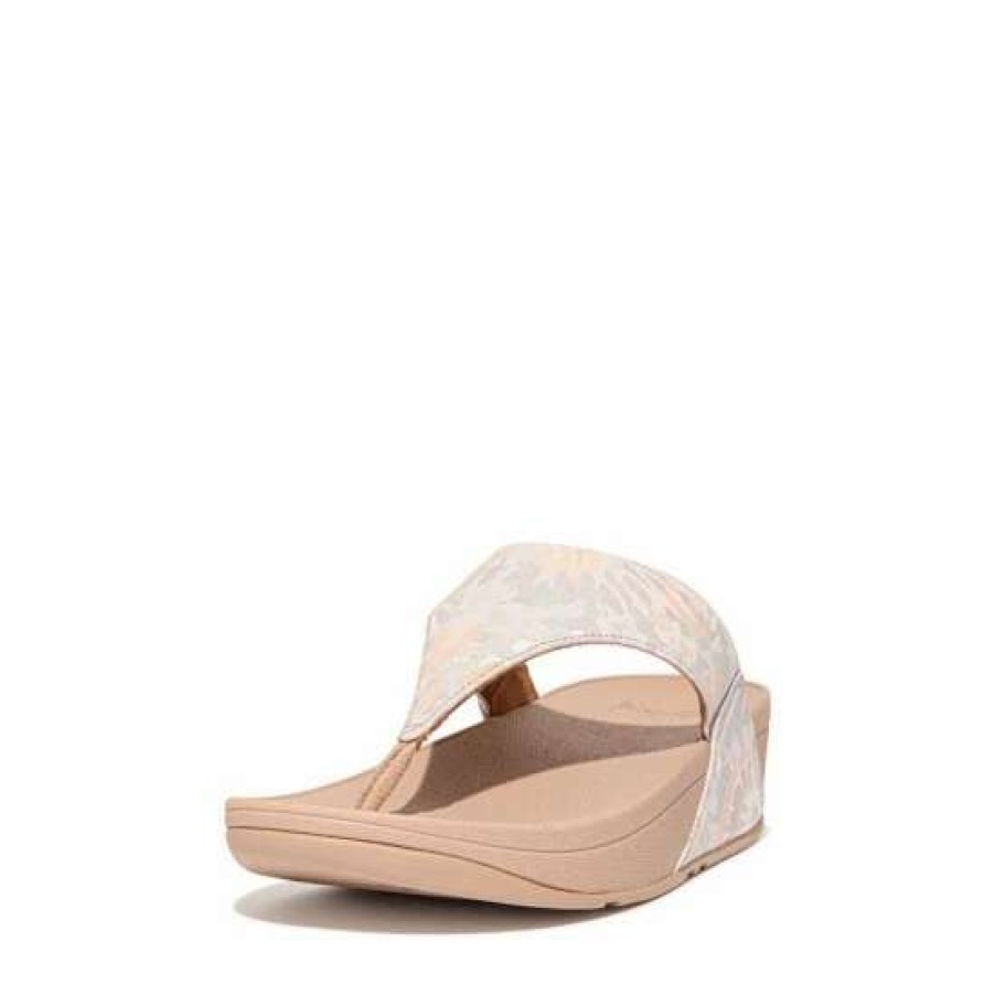 Sandals * | Fitflop Cream Lulu Art-Dye Leather Toe-Post Sandals