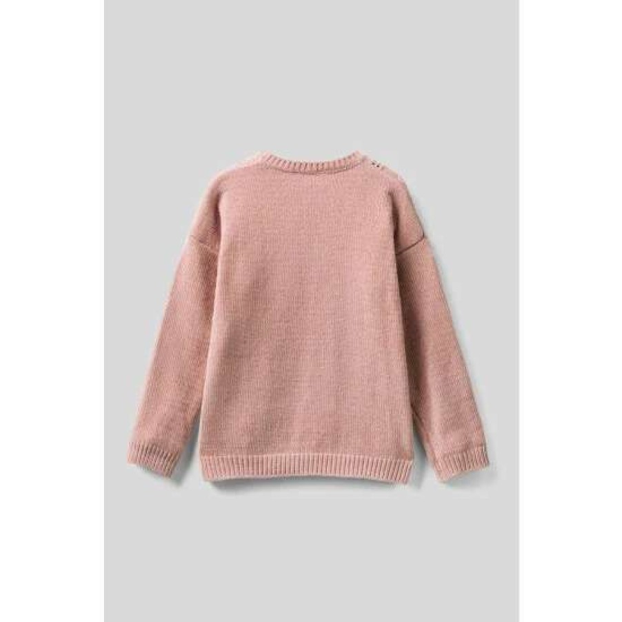 Jumpers * | Benetton Light Pink Cable Knit Jumper