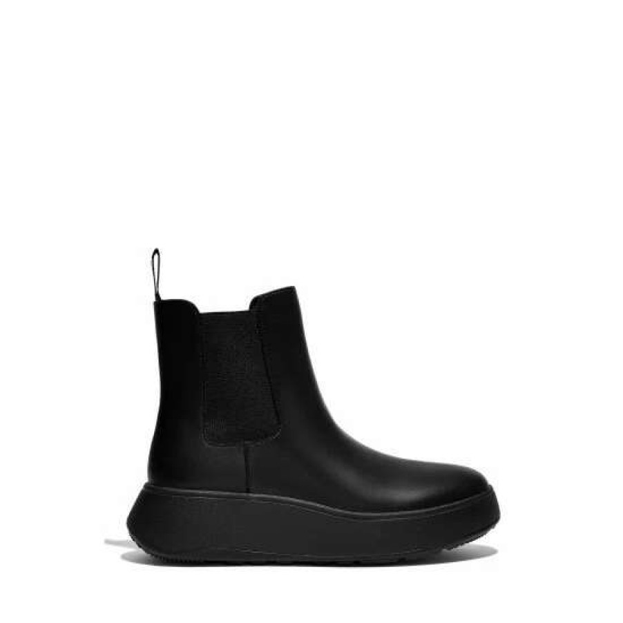 Boots * | Fitflop F Mode Leather Flatform Black Chelsea Boots