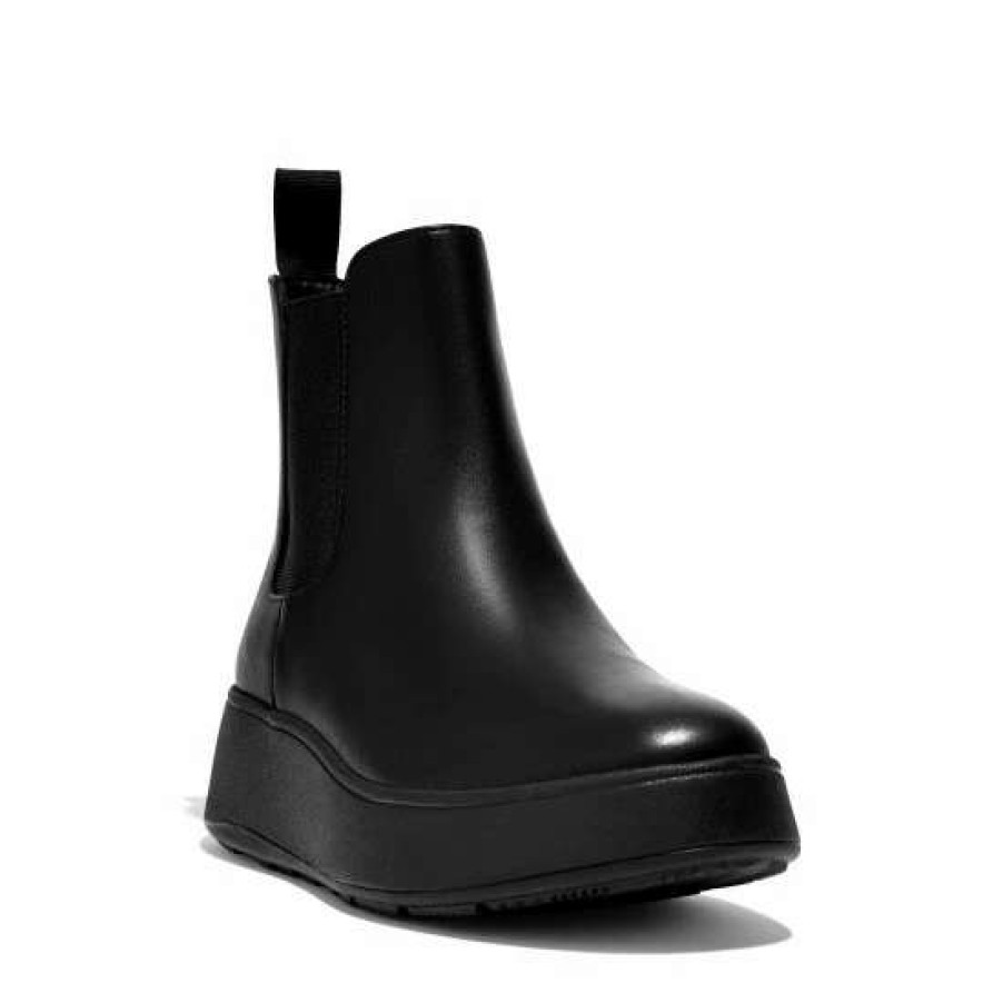 Boots * | Fitflop F Mode Leather Flatform Black Chelsea Boots