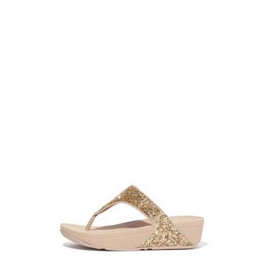 Sandals * | Fitflop Gold Lulu Glitter Toe Post Sandals