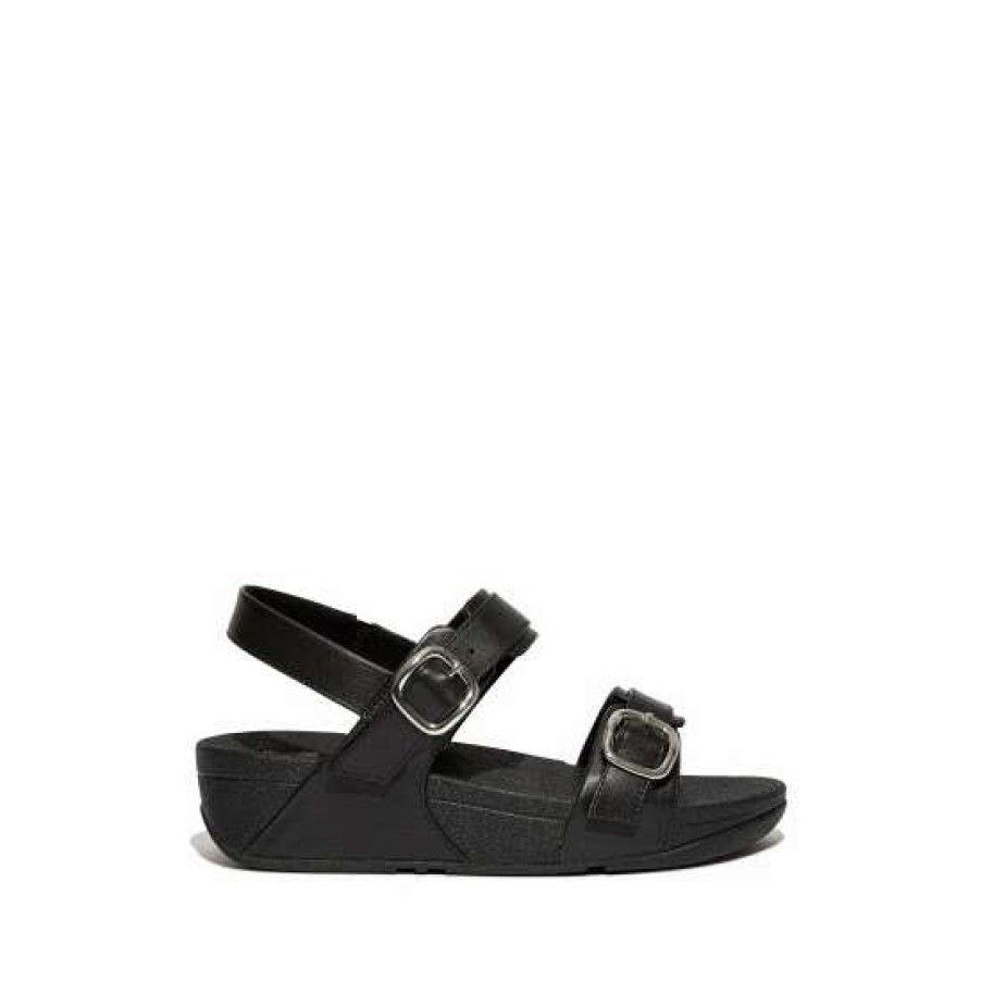 Sandals * | Fitflop Lulu Black Adjustable Leather Back-Strap Sandals